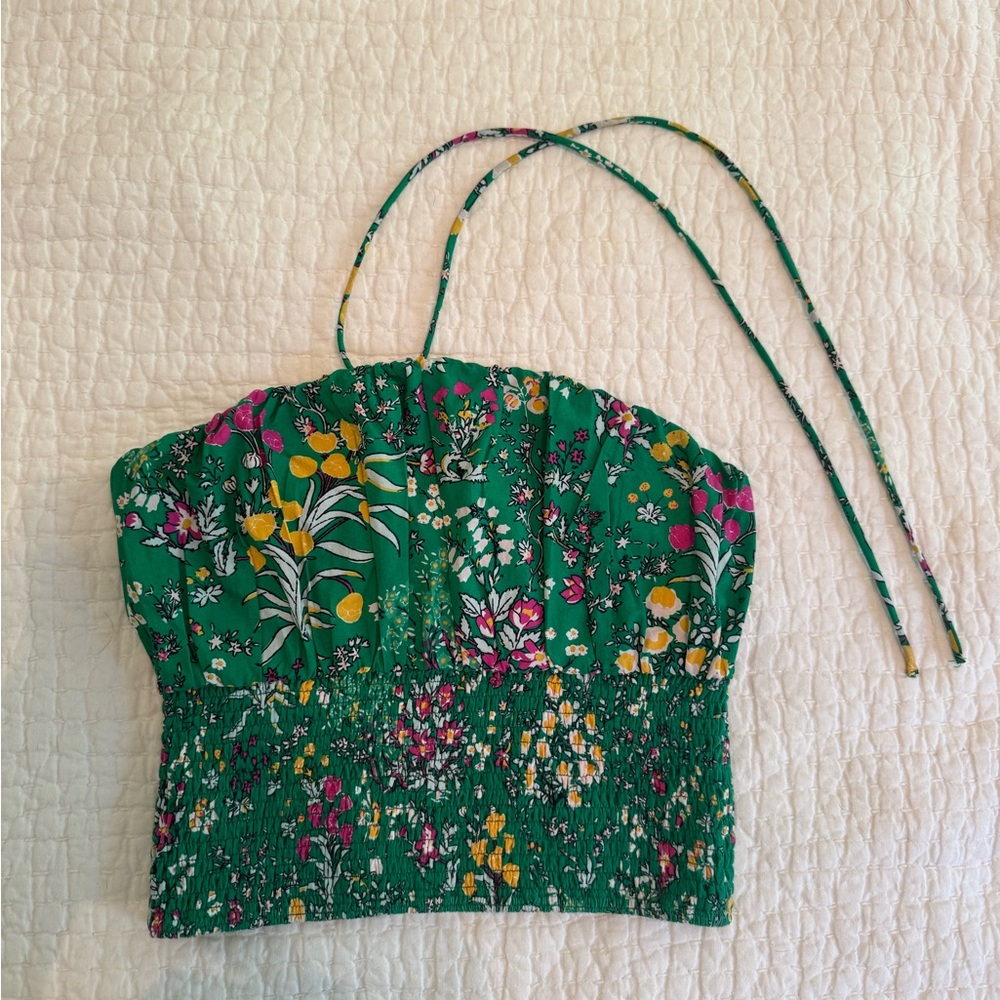 Anthropologie Maeve Green Floral Top